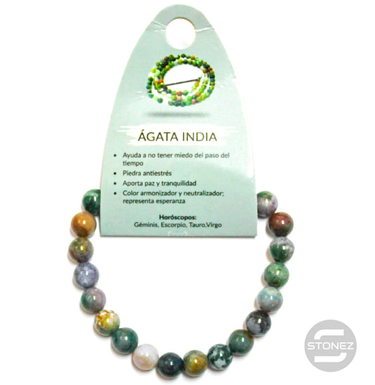 37625-35 Pulsera De Agata India 8 mm