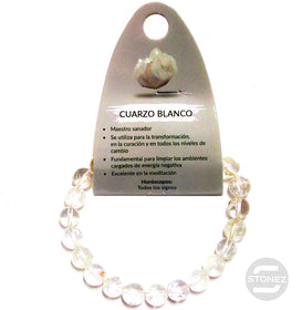 37628-01 Pulsera Piedra Natural Cuarzo Blanco 8 MM.