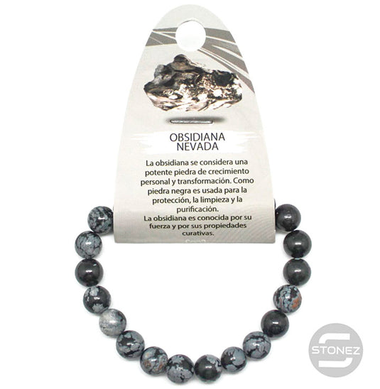 37628-24 Pulsera Piedra Natural Obsidiana Nevada 8 mm