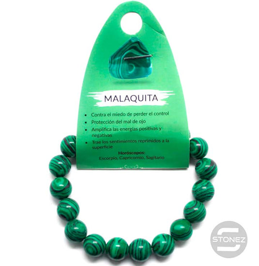 37637-06 Pulsera De Malaquita sintética 10 mm