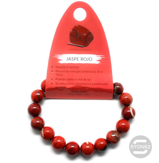 37637-15 Pulsera Piedra Natural Jaspe Rojo 10 mm