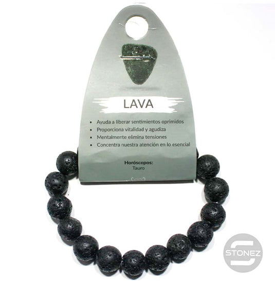 37637-21 Pulsera Piedra Natural De Lava 10 mm