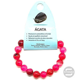 37637-29 Pulsera Piedra Natural Ágata Fuchsia 10 mm