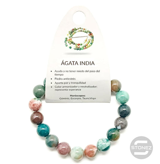 37637-35 Pulsera Piedra Natural Ágata India 10 mm