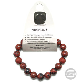 37637-41 Pulsera Piedra Natural Obsidiana Caoba 10 mm