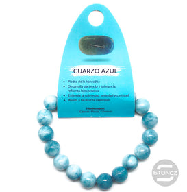 37637-54 Pulsera Piedra Natural Cuarzo Azul 10 mm.