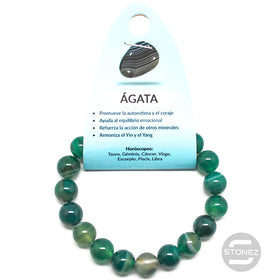 37637-90 Pulsera Piedra Natural Ágata Verde 10 mm