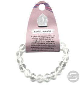 37641-01 Pulsera Piedra Natural Cuarzo Blanco 10 MM