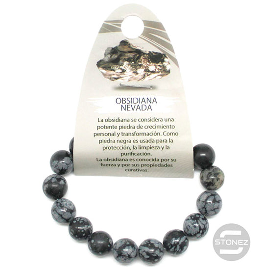 37641-24 Pulsera Piedra Natural Obsidiana Nevada 10 mm