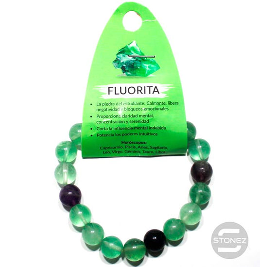 37644-25 Pulsera Piedra Natural Fluorita 10 mm