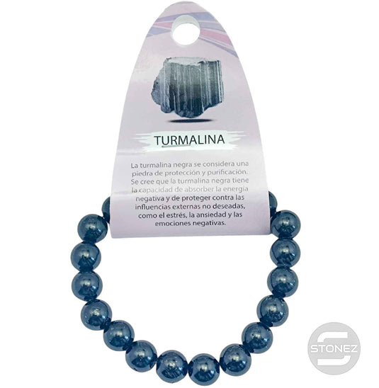 37653-62 Pulsera De Turmalina Negra 10 mm