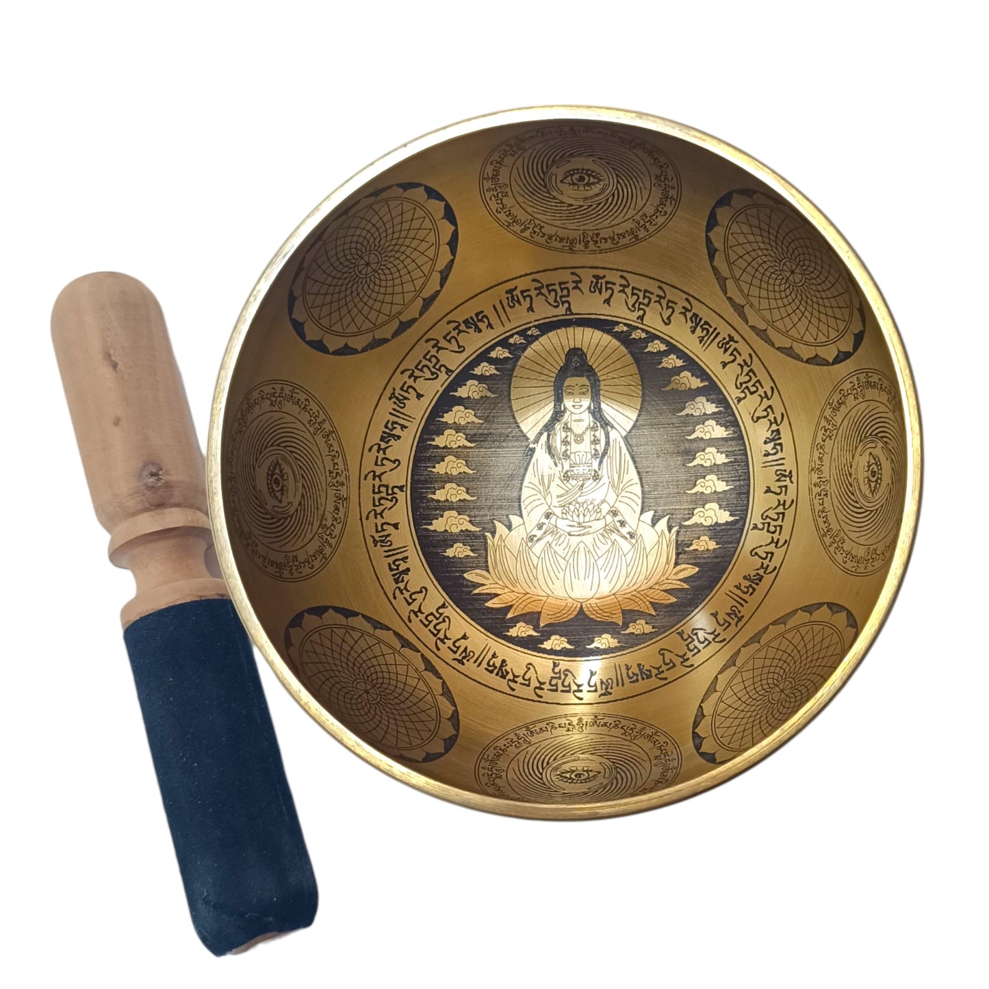 Cuenco Tibetano 5 Metales 15 Cms Aprox Color Dorado Grabado Quan Yin REF: 600304350