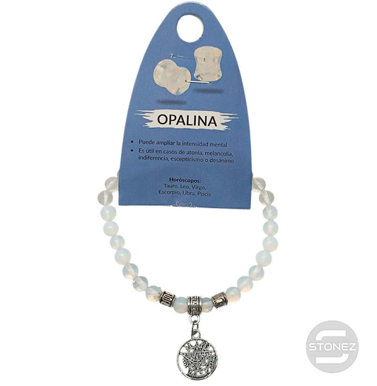 38046-00 Pulsera Piedra Opalina 6 mm Dije Tetragramaton