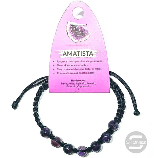 38099-05 Pulsera Amatista Hilo Macramé 8 mm