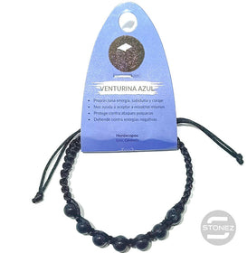 38099-11 Pulsera Venturina Azul Hilo Macramé 8 mm