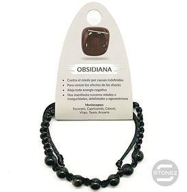 38099-32 Pulsera Obsidiana Hilo Macramé 8 mm