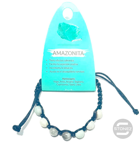 38099-40 Pulsera Amazonita Hilo Macramé 8 mm