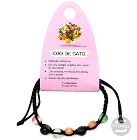 38099-47 Pulsera Ojo De Gato Multi Hilo Macramé 8 mm