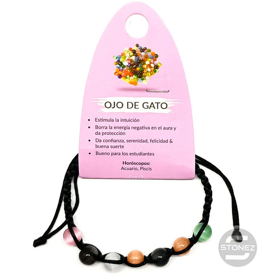 38099-47 Pulsera Ojo De Gato Multi Hilo Macramé 8 mm