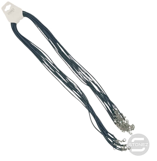 38327-01 Paquete 10Unidades De Cordones Color Negro 70 Cms 2 mm Grosor Cierres En Metal