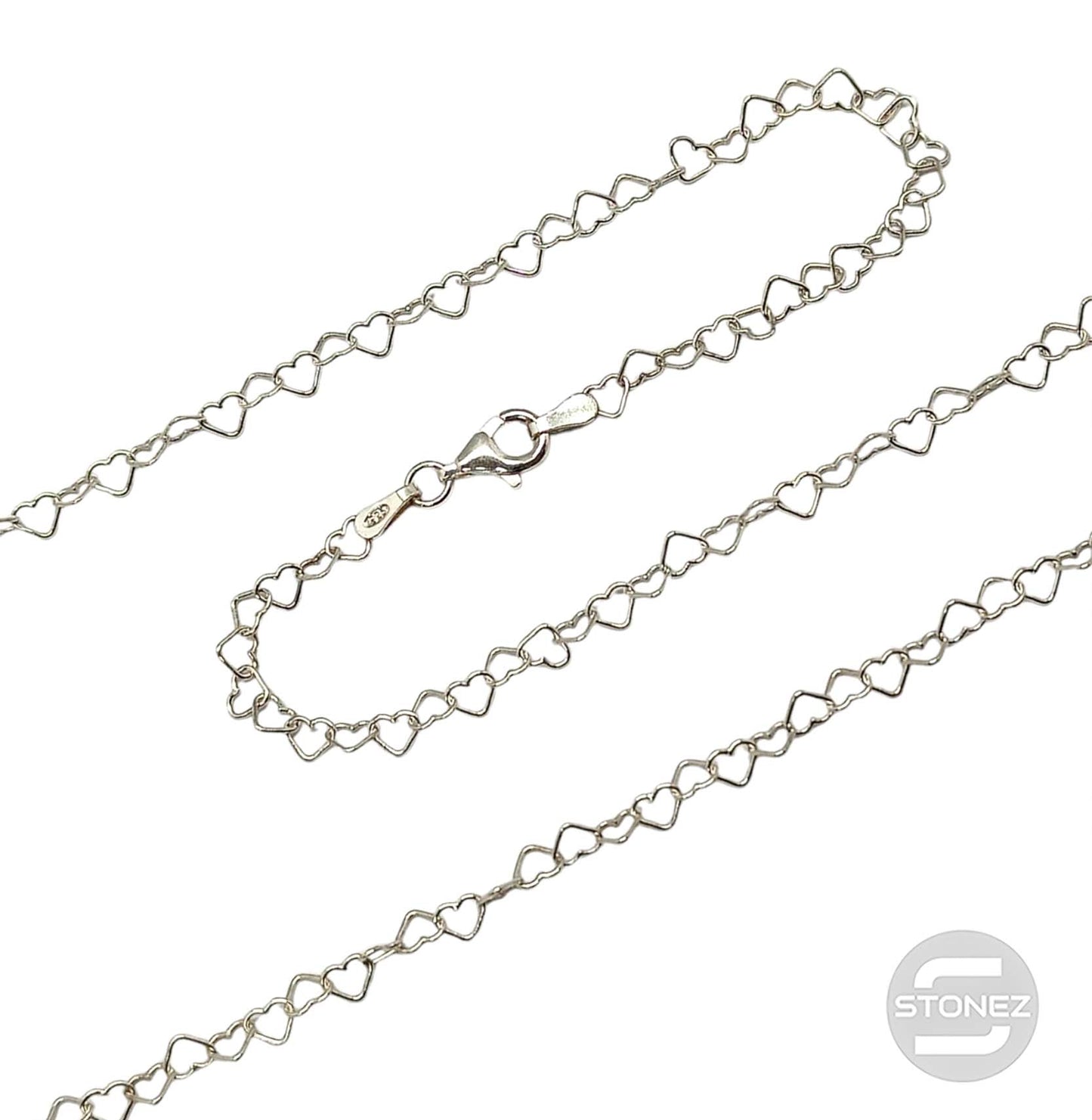 39628-40 BKC213 Cadena Corazónes Plata 925 40 Cms Grosor 3x1 mm aprox