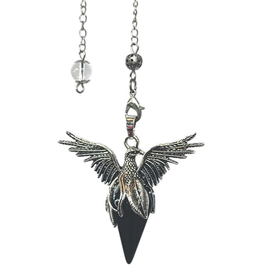 Pendulo Ave Fenix Con Piedra Natural Obsidiana 5 Cms Aprox REF: 600104527