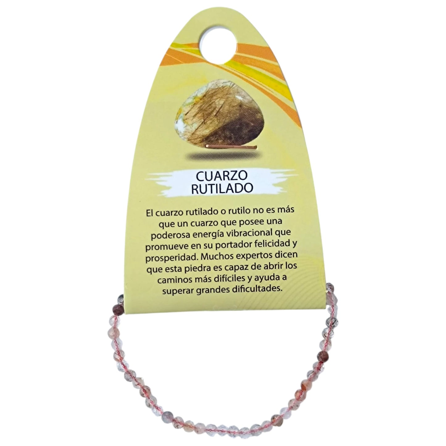 Pulsera Facetada Infantil Cuarzo Rutilado Dorado 3 mm 15,5 Cms Aprox 600604272