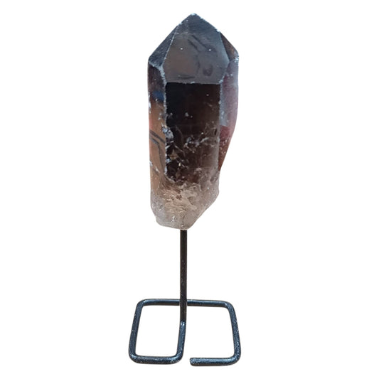 Piedra Natural Cuarzo Ahumado Con Base De Metal Altura 10 Cms Aprox (La Pieza Puede Ser Ligeramente Diferente A La Foto) Ref: 401004229