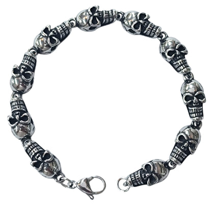 Pulsera Acero Calaveras 22 Cms Cierre Mosqueton 400104241-05