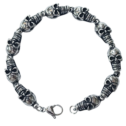 Pulsera Acero Calaveras 22 Cms Cierre Mosqueton 400104241-05