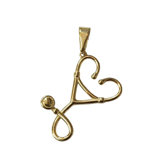 Colgante Acero Dorado Estetoscopio 40 mm Ref: 49429