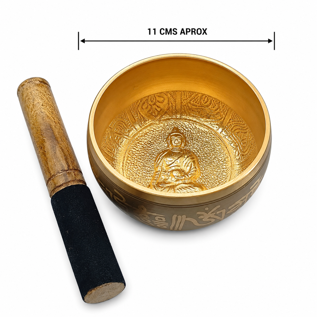 Cuenco Tibetano 4 Metales 11 Cms Aprox Color Dorado Tallado Buda REF: 600304395