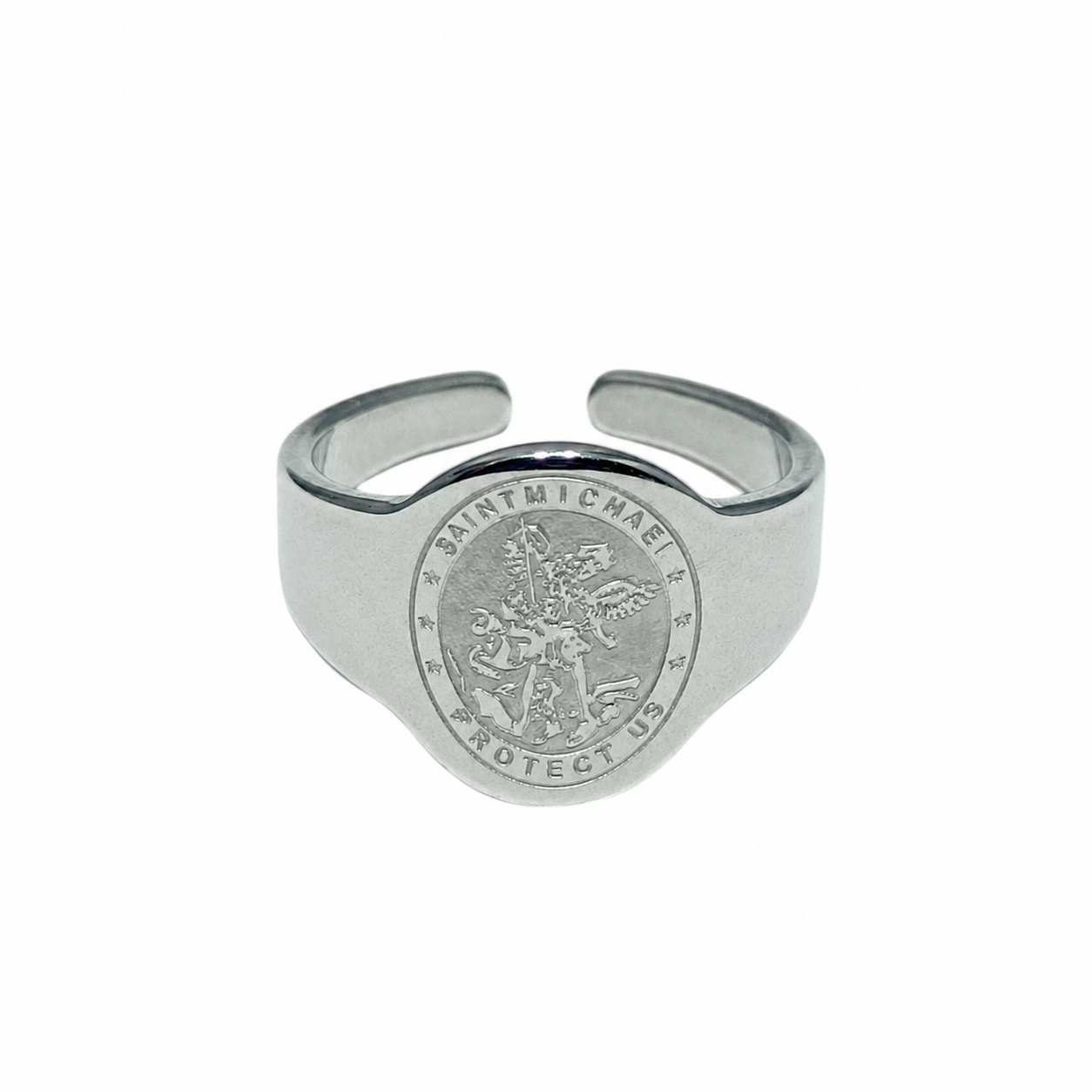 Anillo Acero Adaptable Medalla San Miguel REF: 600104498