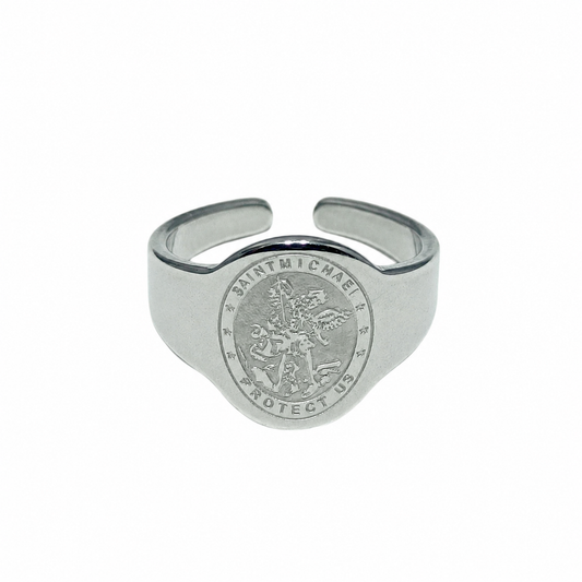 Anillo Acero Adaptable Medalla San Miguel REF: 600104498