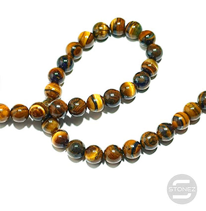 40007 Tira Cuentas Piedra Natural Ojo De Tigre En 12 mm