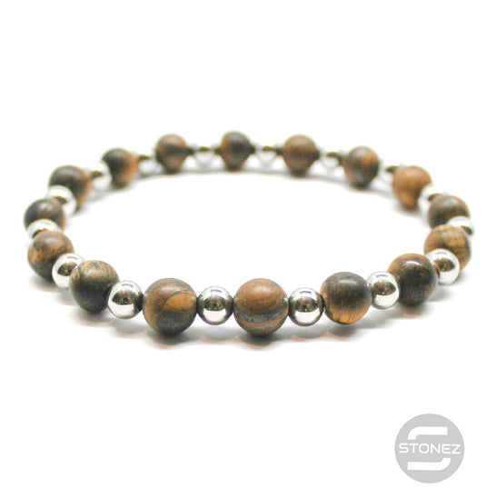 400101108-04 Pulsera Acero y Piedra Natural 8 mm