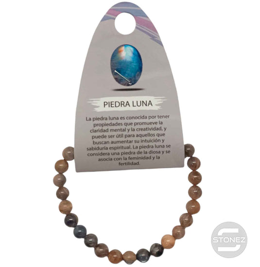 400202376-133 Pulsera Piedra Natural Piedra Luna Rosa 6 mm