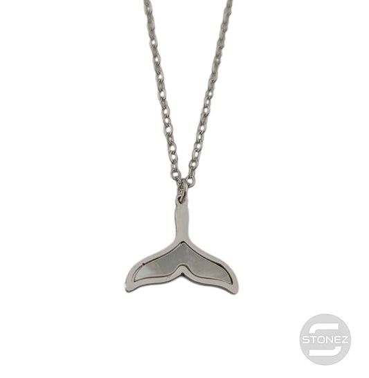 400503247-07 Collar Acero Cola De Ballena Y Nacar Cadena 40+5 Cms