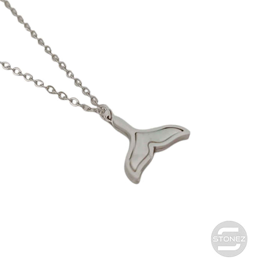 400503247-07 Collar Acero Cola De Ballena Y Nacar Cadena 40+5 Cms