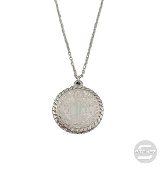 400503247-13 Collar Acero Medalla San Benito Cadena 40+5 Cms