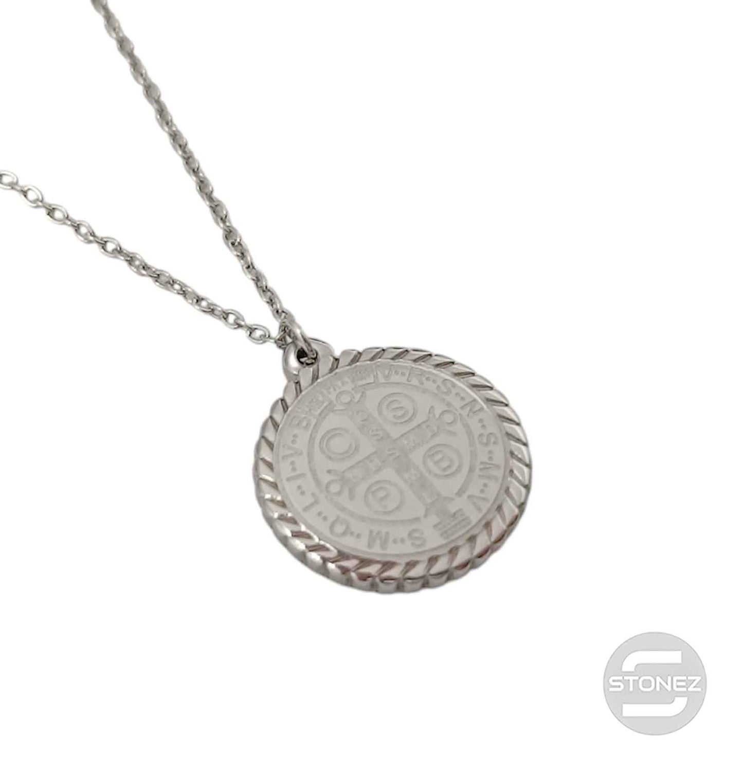 400503247-13 Collar Acero Medalla San Benito Cadena 40+5 Cms