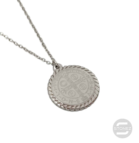 400503247-13 Collar Acero Medalla San Benito Cadena 40+5 Cms