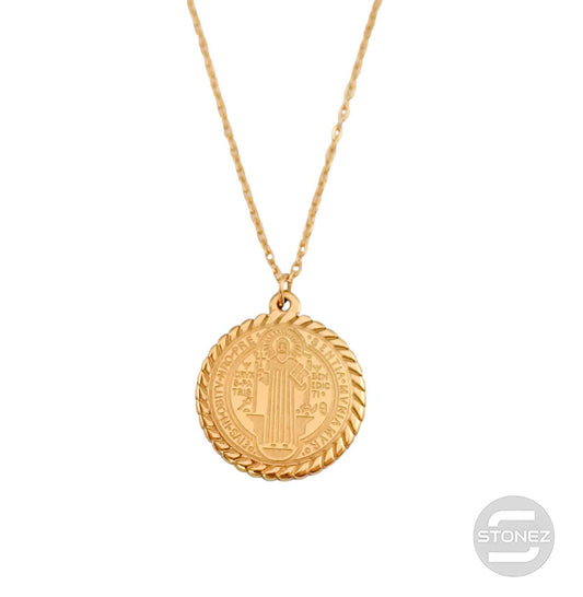 400503247-14 Collar Acero Medalla San Benito Cadena 40+5 Cms