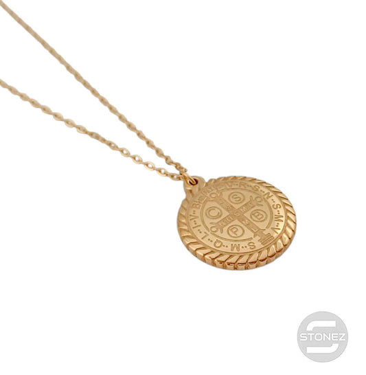 400503247-14 Collar Acero Medalla San Benito Cadena 40+5 Cms
