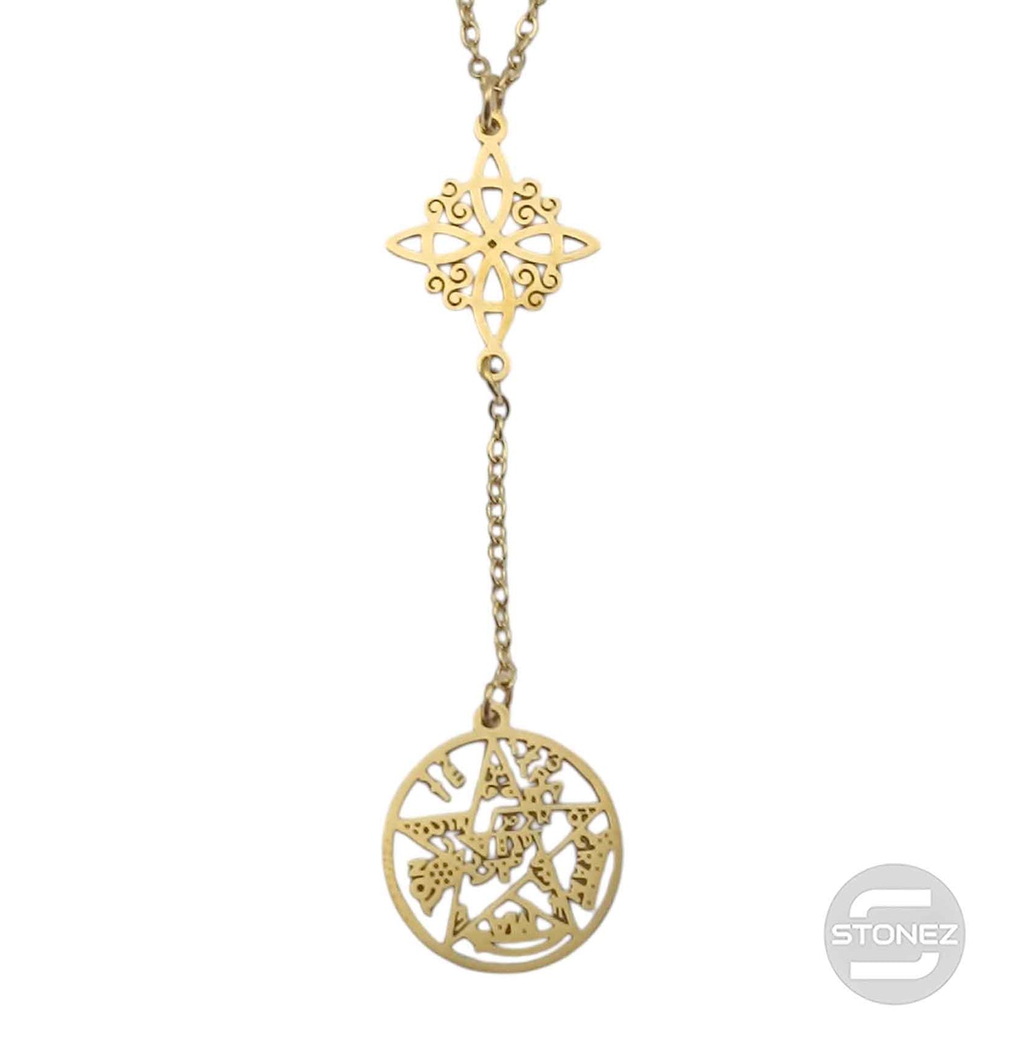 400503247-02 Collar Acero Dorado Doble Proteccion Cadena 40+5 Cms