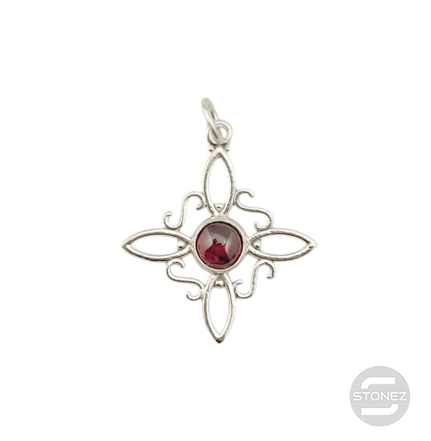 400801764 Colgante Plata 925 Nudo De Brujas Con Piedra Granate 30 mm Aprox