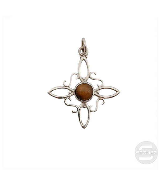 400801764 Colgante Plata 925 Nudo De Brujas Y Ojo De Tigre 30 mm Aprox