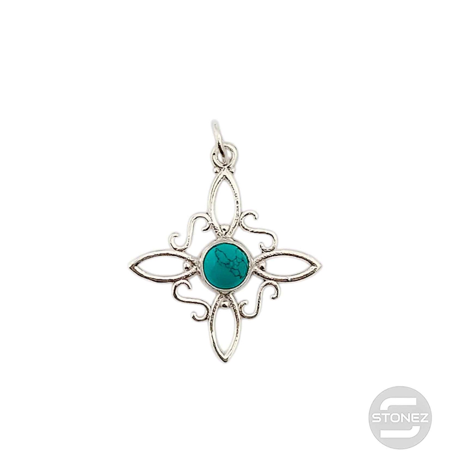 400801764 Colgante Plata 925 Nudo De Brujas Con Turquesa 30 mm Aprox