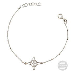 400801821 Pulsera de Plata Ley 925 Con Dije Nudo De Bruja 17 Cms Aprox