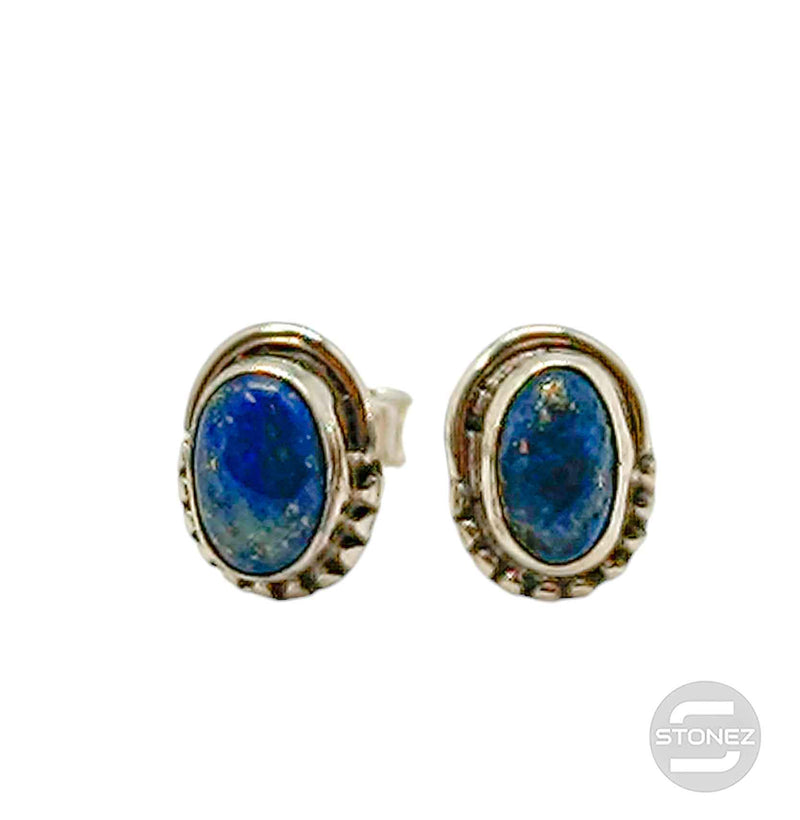 Carregue a imagem no visualizador da galeria, 400802360 Pendiente Plata 925 con Piedra Lapis Lázuli Oval 6x8 mm
